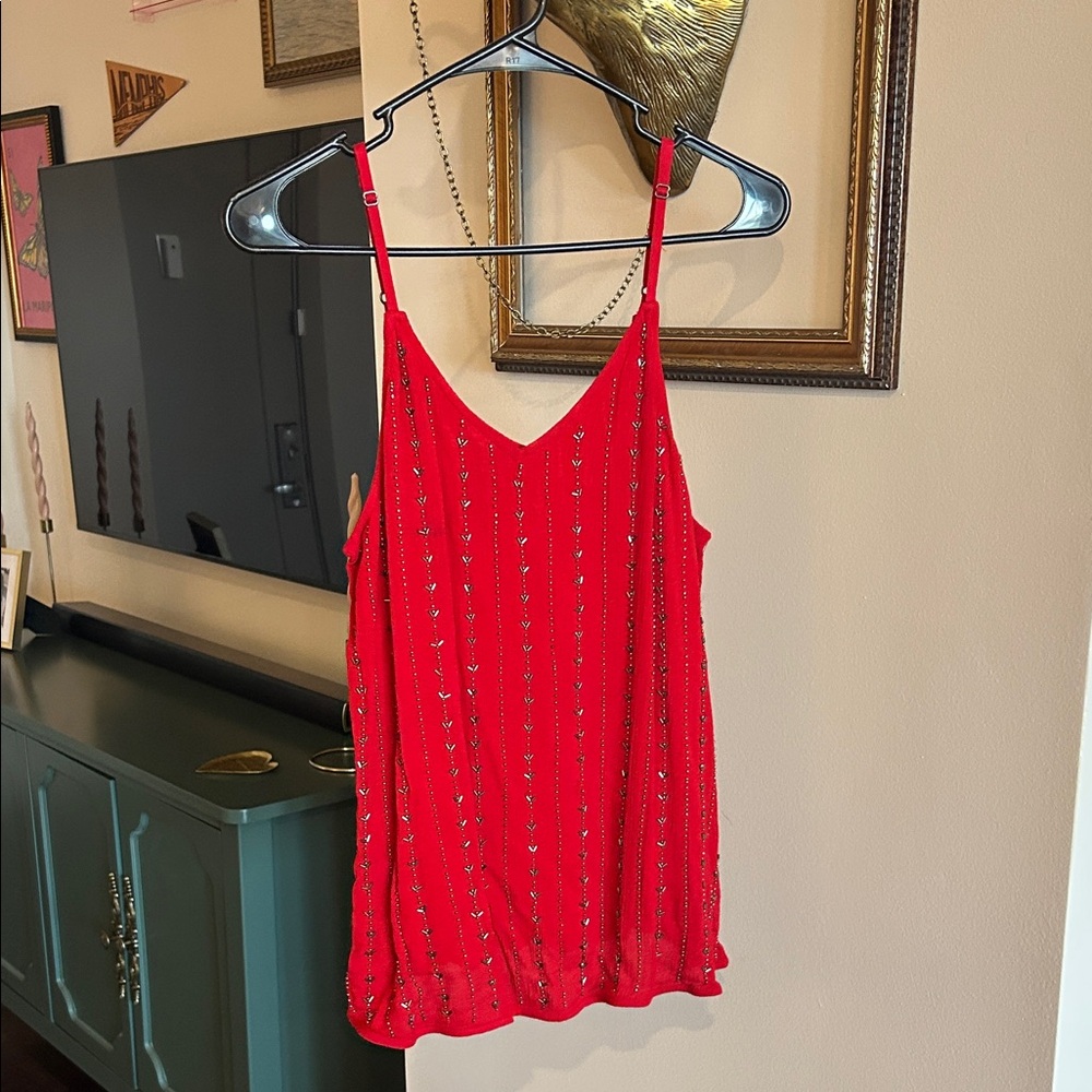 Dex Red Camisole with Delicate Detailing